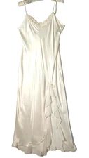 Linea Donatella M Bridal Nightgown Satin Ivory Long Beaded Vintage Glam 80-90's