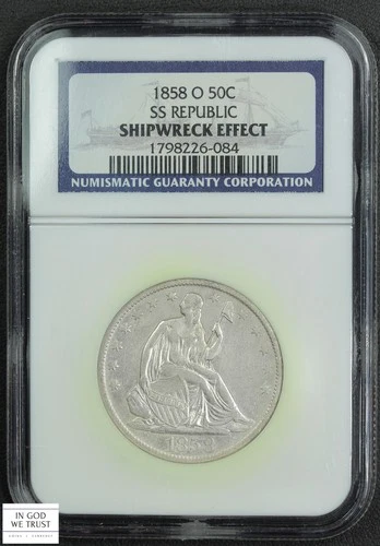 1858 O Seated Liberty Half Dollar 50C (SS Republic) NGC SHIPWRECK EFFECT