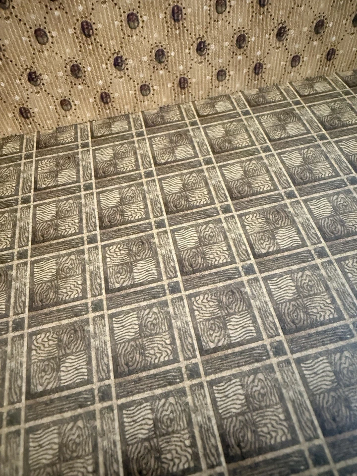 DOLLSHOUSE RESTORATION Handarbeit Reproduktion Puppenstubentapete - Eichenblockboden Papier