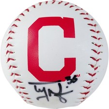 Tyler Naquin Signed Rawlings Baseball Cleveland Guardians Photo Proof MLB Auto