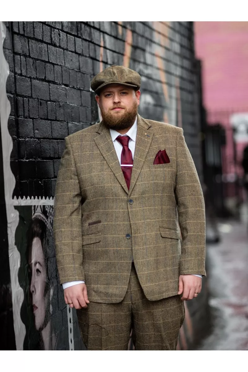 BNWT House of Cavani brown Albert tweed suit 52R 52 with 48 48R