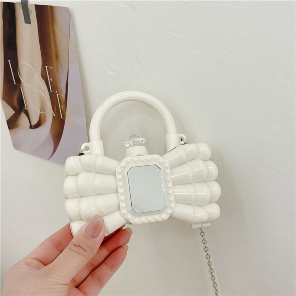 Pvc Bow Lipstick Bag Acrylic Chain Crossbody Bags Gift Tote Purses for