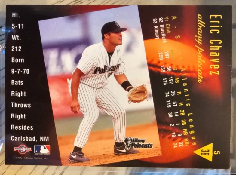 1994 Classic Best Gold Minor League Eric Chavez #5 Orioles - Image 2 of 2