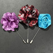 3 Pieces Lapel Pin Set Men Suit Fabric Brooches