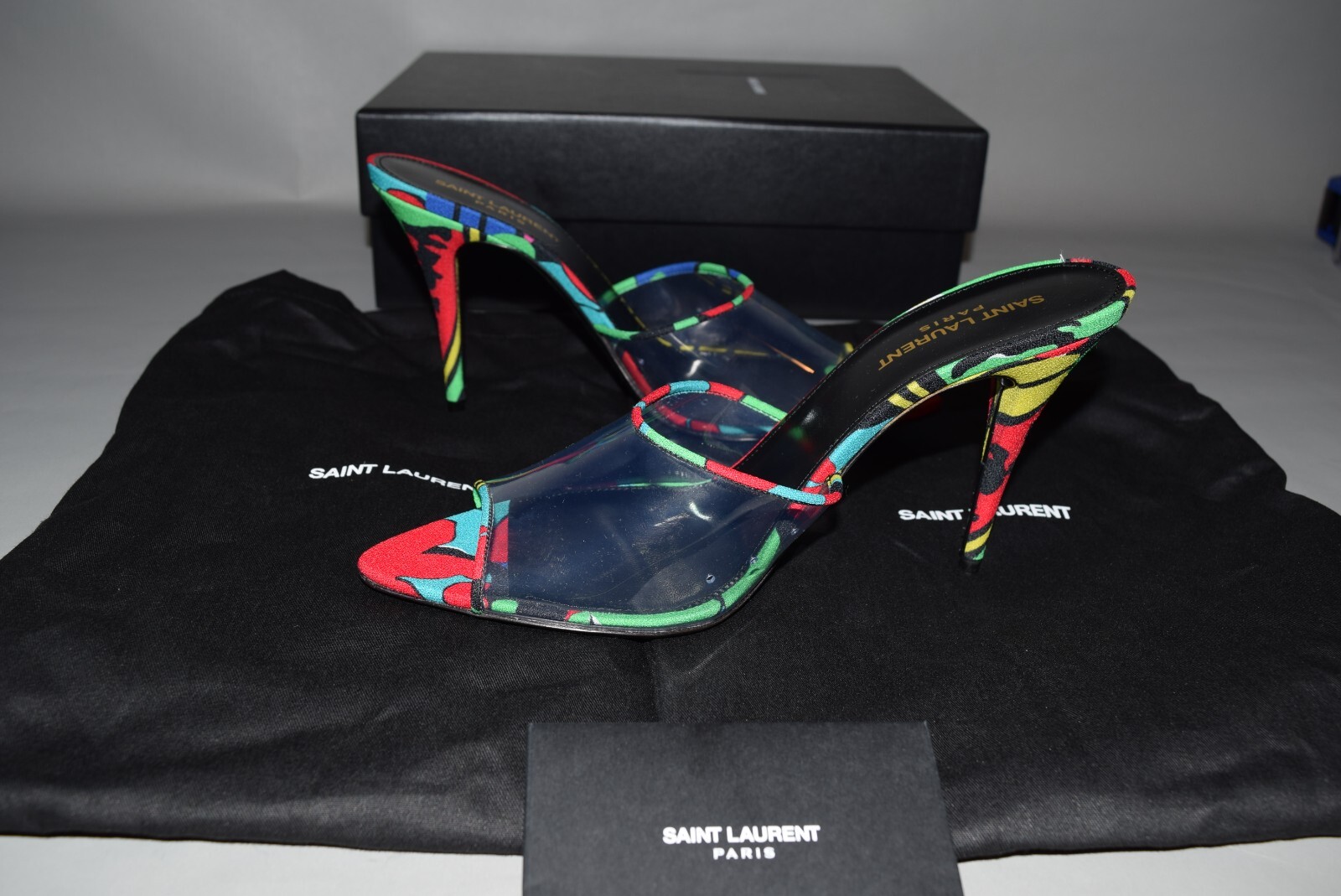 Nuovi con scatola sandali scorrevoli Saint Laurent fiore Lolita taglia 38 39 5