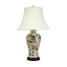 Red Lantern 29" Floral White Porcelain Lamp