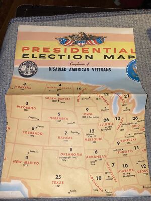 Vintage 1964 Presidential Election Map Disabled American Veterans