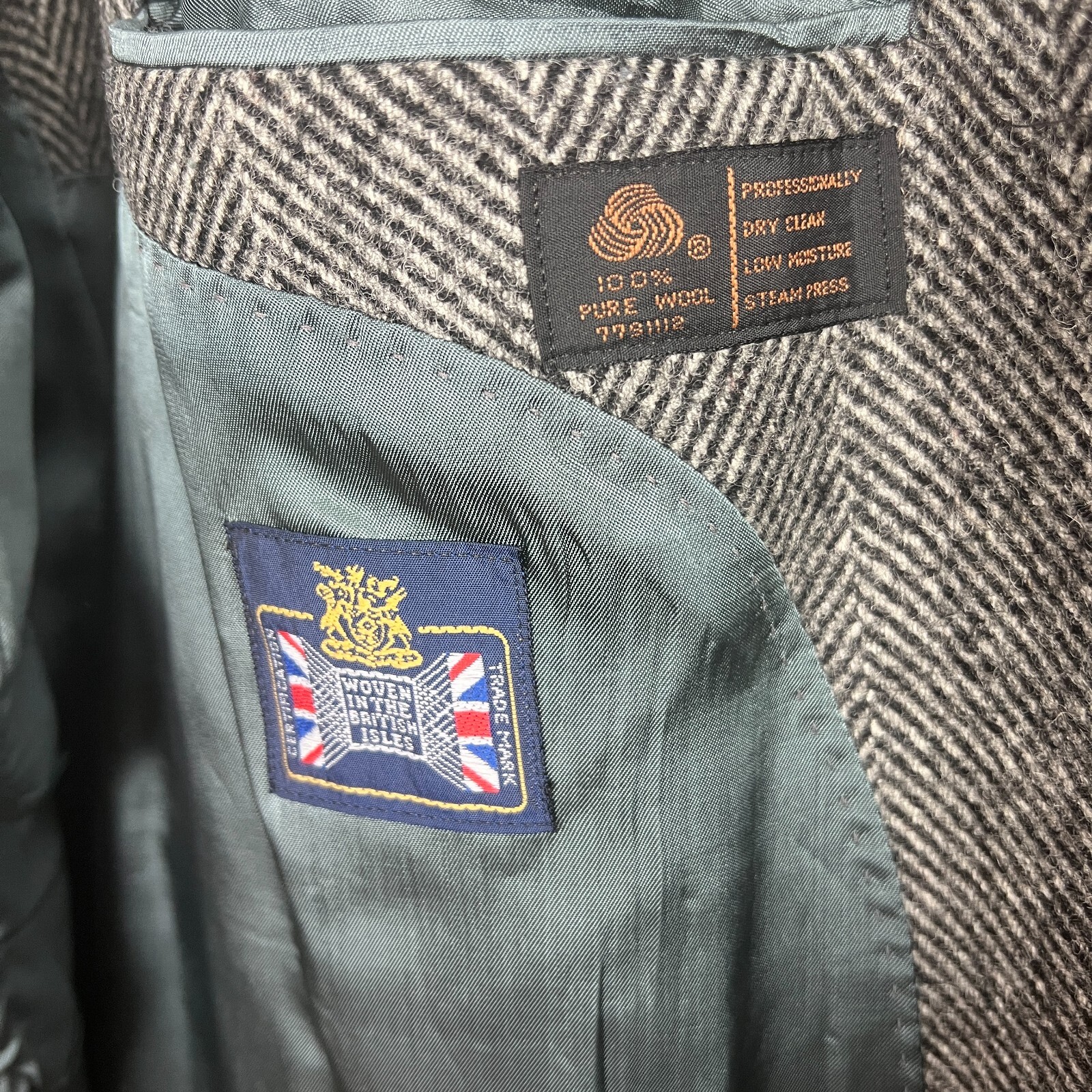 Finchley Fifth Avenue Coat Mens 52R Black Gray Herrin… Gem