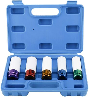 5PCS 1/2  Inch Impact Drive Lug Nut Socket Non-Marring Thin-Walled 5-Piece Set