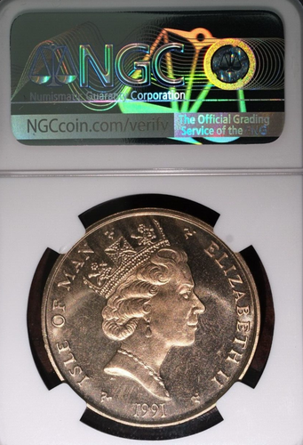 1991 PM RAOB PRIVY FIVE POUNDS NGC MS 66 ISLE OF MAN COMMUNICATIONS FISHING - Picture 2 of 2