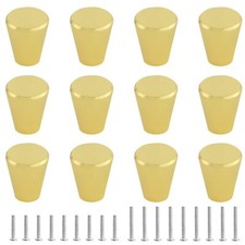 12 Pack Polished Gold Cabinet Knobs Gold Drawer Knobs Cone Shaped Solid Dresser