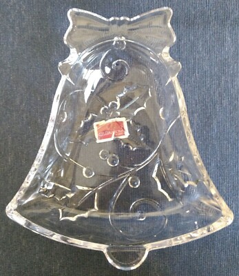 6inch glass Bell dish, celebrations by mikasa, season's holly clear collection, wy009/502 (641265507042)