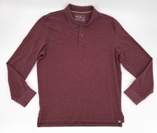Eddie Bauer Sweater Mens Medium Maroon 1/4 Button Long Sleeve Pullover Outdoor