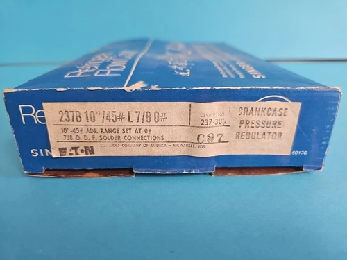 Singer Eaton HVAC Crankcase Pressure Regulating Valve 237B 10" 45# L 7/8 OD 0#