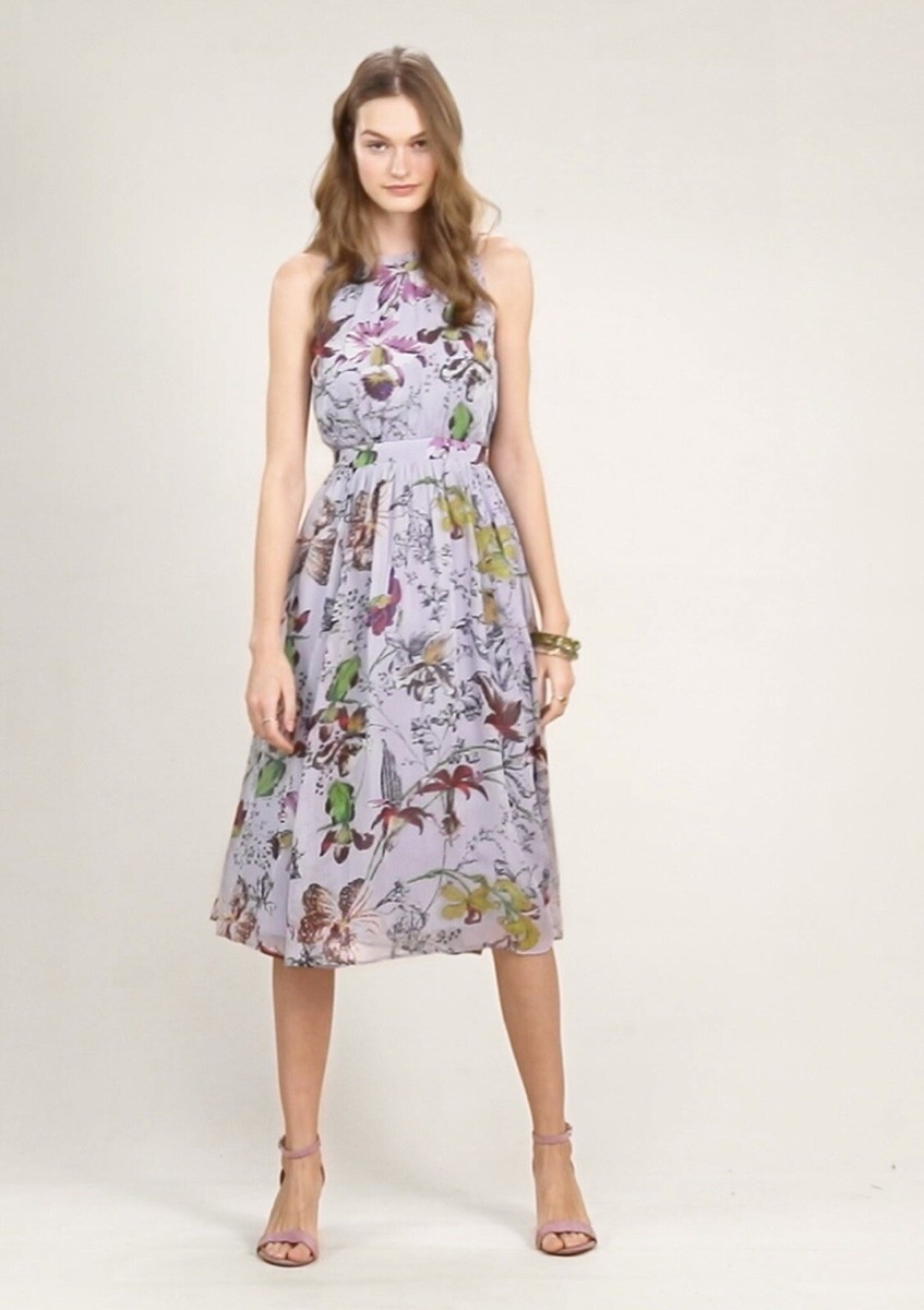 Anthropologie Hermia Chiffon Floral Ruffle Sleeveless Fit & Flare