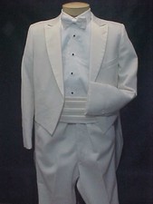 AFTER SIX IVORY 4pc MENS TAIL TUXEDO PEAK LAPEL PROM WEDDING MENS SIZES 34 to 40