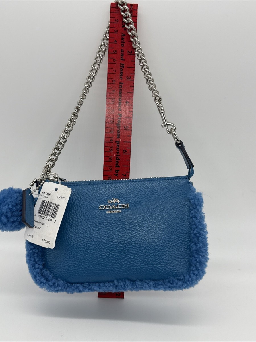 New Coach Women's Shearling Nolita 15 Leather Convertible Wristlet