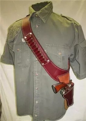 ADJUSTABLE LEATHER CHEST RIG GUN HOLSTER WITH AMMO HOLDER SHOULDER STRAP