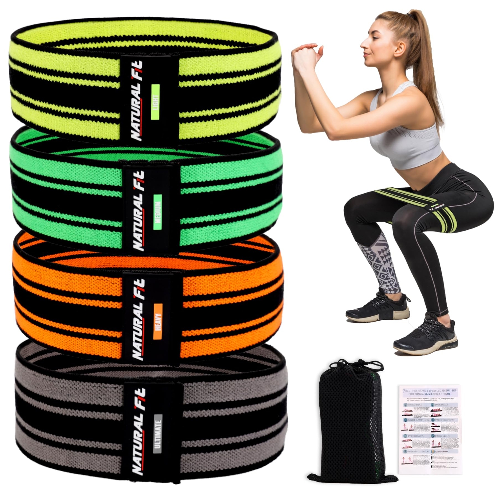 Resistance Bands Exercise Workout Bands for Legs and Butt Fabric 6 Set of Str...