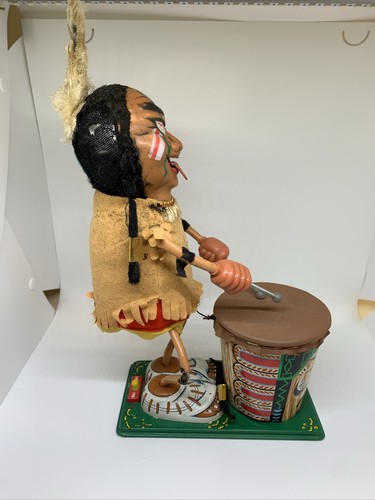 Vintage Marx Toys Mechanical Nutty Mad Indian Wind-Up Toy Japan Drum for Repair - Picture 10 of 13