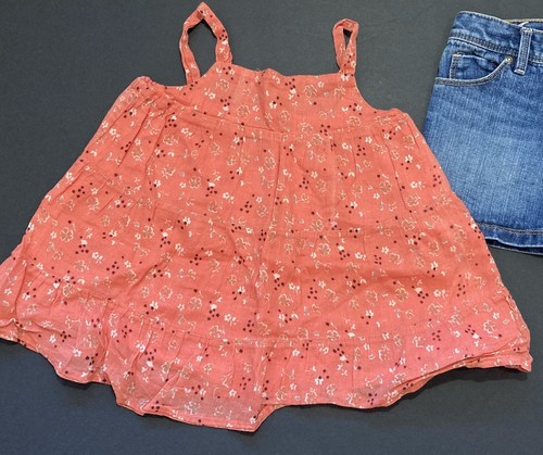 Girl's Gap Outfit Size 4 - Orange Floral Blouse w/Jean Skirt EUC - Picture 2 of 7