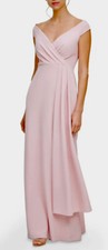 Women  s Formal Dress Sz 8 ELIZA J Blush Pink Side-drape Cap Sleeve Maxi Gown NEW
