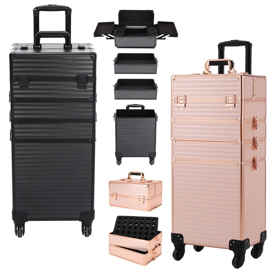 Large Vanity Makeup Beauty Cosmetic Case Trolley Box Hairdressing Nail Storage