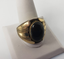 Native American NA  Ring Sz 14   .925 Onyx Stone 10 gms Richard or Rita Begay HM