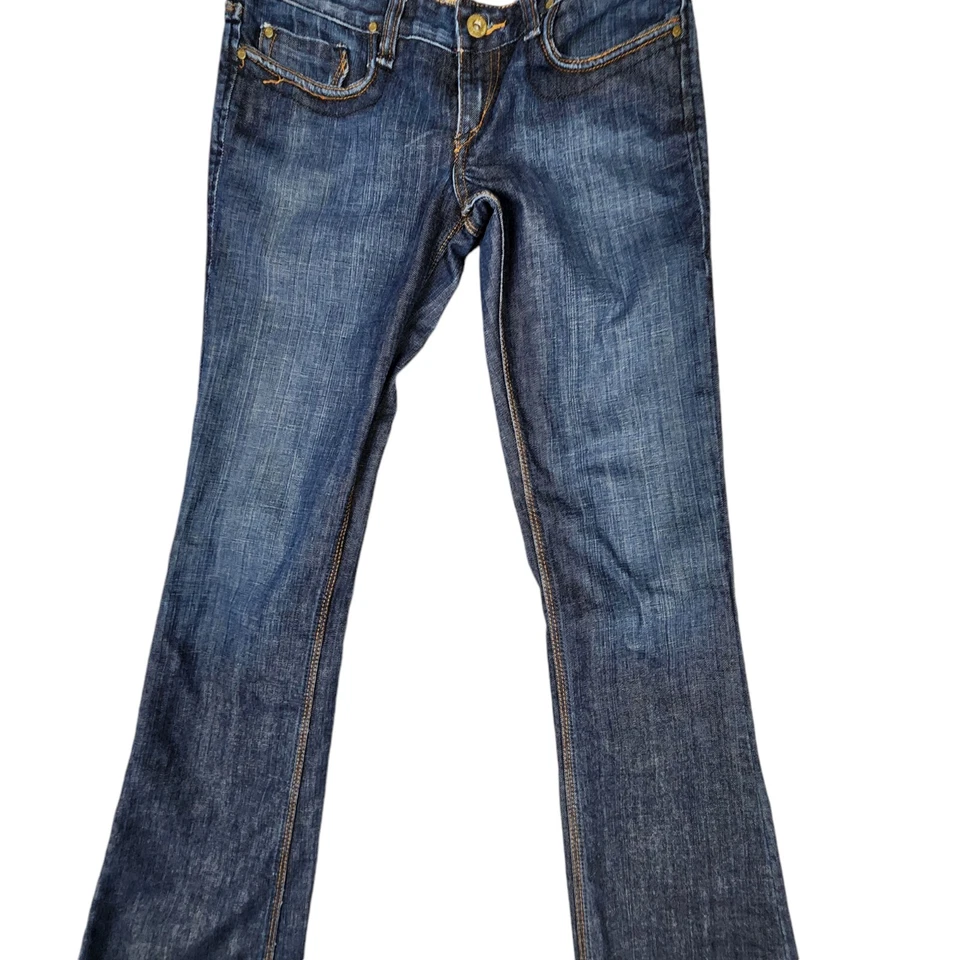 Pantalones de mezclilla Odyn Bootcut para mujer talla 28 lavado oscuro tiro bajo Foto 4 de 4