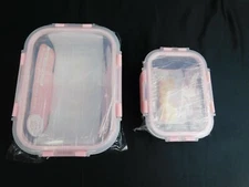 Crest Glass Food Storage Containers 2 Pack Airtight Leakproof 12 oz & 34 oz