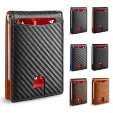 Slim RFID Leather Wallet   Men  s Bifold Money Clip  Front Pocket Card Holder
