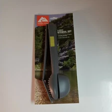 Camping Hiking Cooking Bundle Portable 3 Piece Utensil Set Spatula Tongs Spoon