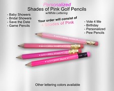 Shades of Pink, Mini Golf Pencils, Bridal Shower, Baby Shower, Save The Date