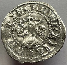 1279-1307 Edward I (1st) Hammered Penny Canterbury Class 9B1 Star on Breast