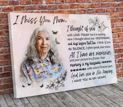Personalized Canvas Mom Memorial Rest In Peace, I Miss You Mom, Loss of Mother M