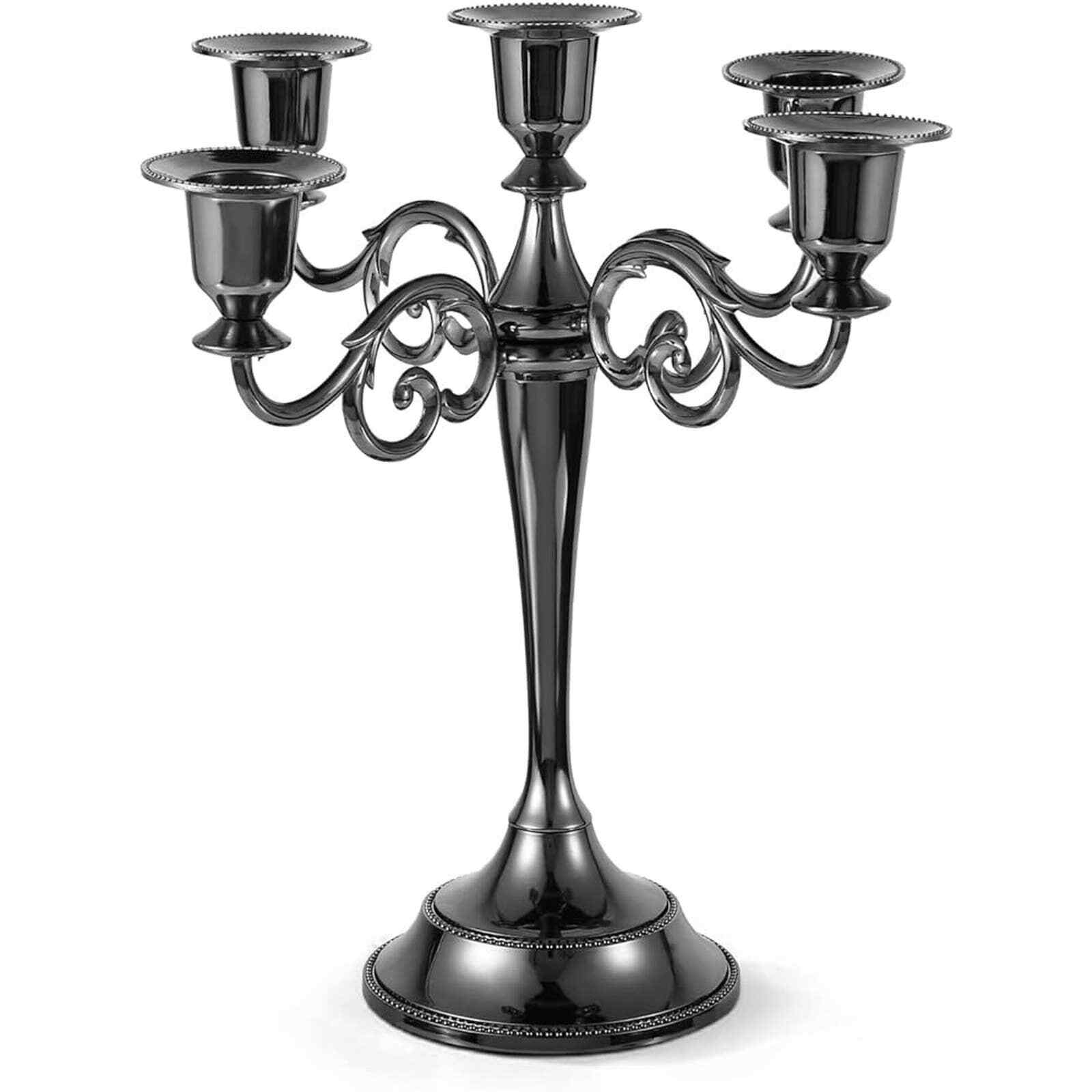 Metal Candelabra Candle Holders 5 arms Black eBay