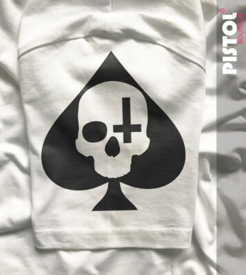 T-shirt Homme Pistol Boutique Noir Col V Profond - Motif Crâne Et As De Pique | Neuf Avec étiquettes