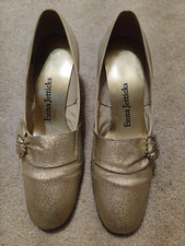 Vintage Women's Size 7 D/B Enna Jetticks Gold Leather High Heel Shoes