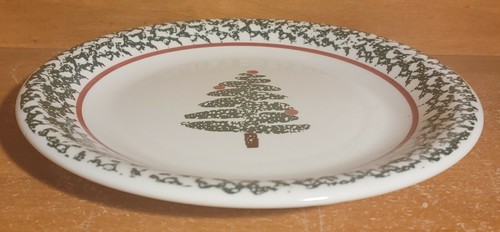 Plato de cena árbol de navidad Furio, 10 3/8", La Primula Italia, pintura de esponja verde - Imagen 2 de 6