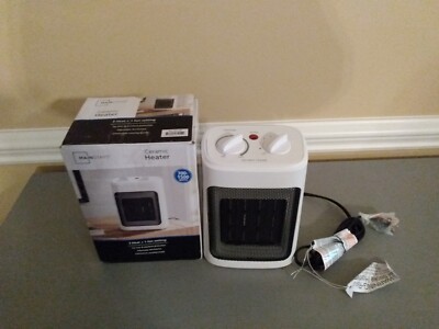Mainstays 700-1500W White Ceramic Fan-Forced Electric Space Heater, New 