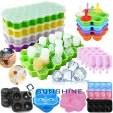 Large Round Silicone Ice Cube Ball Maker Tray Sphere Molds Bar Whiskey Cocktails