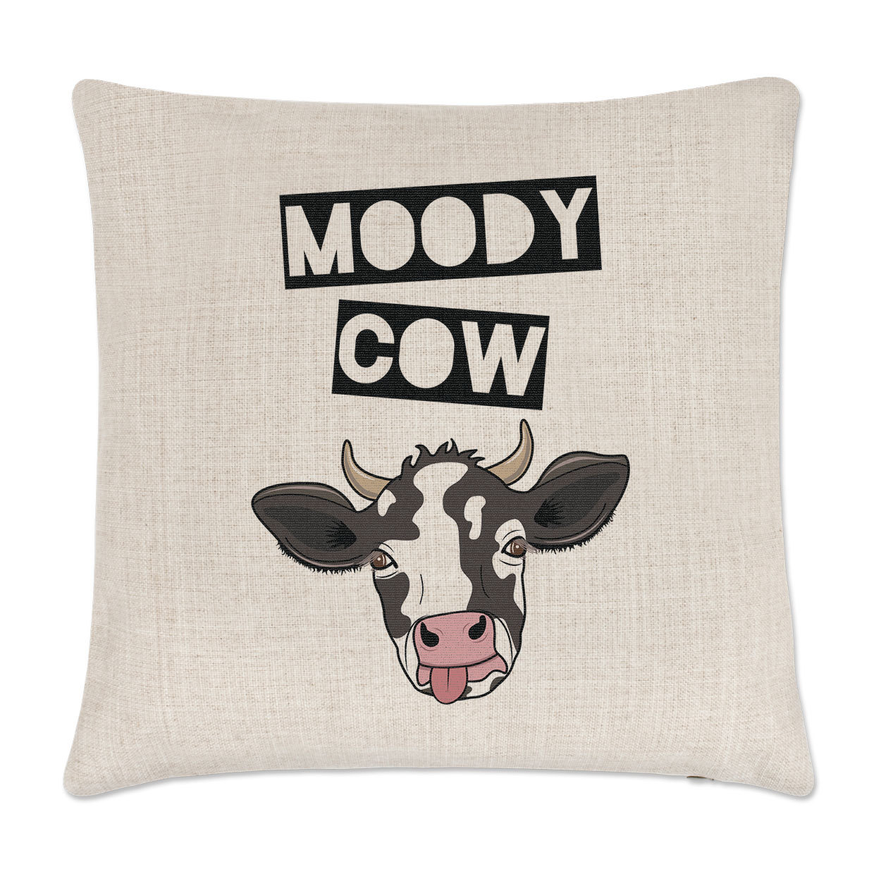 Moody Cow Linen Cushion Cover Pillow - Funny Joke Wife Girlfriend Valentines Day