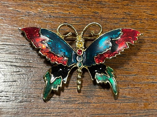 Pendentif Papillon – Métal émaillé – Vintage – Occasion