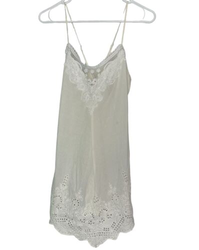 In Bloom Jonquil Top Chemise Womens S Ivory Floral Embroidered Eyelet Lace Up