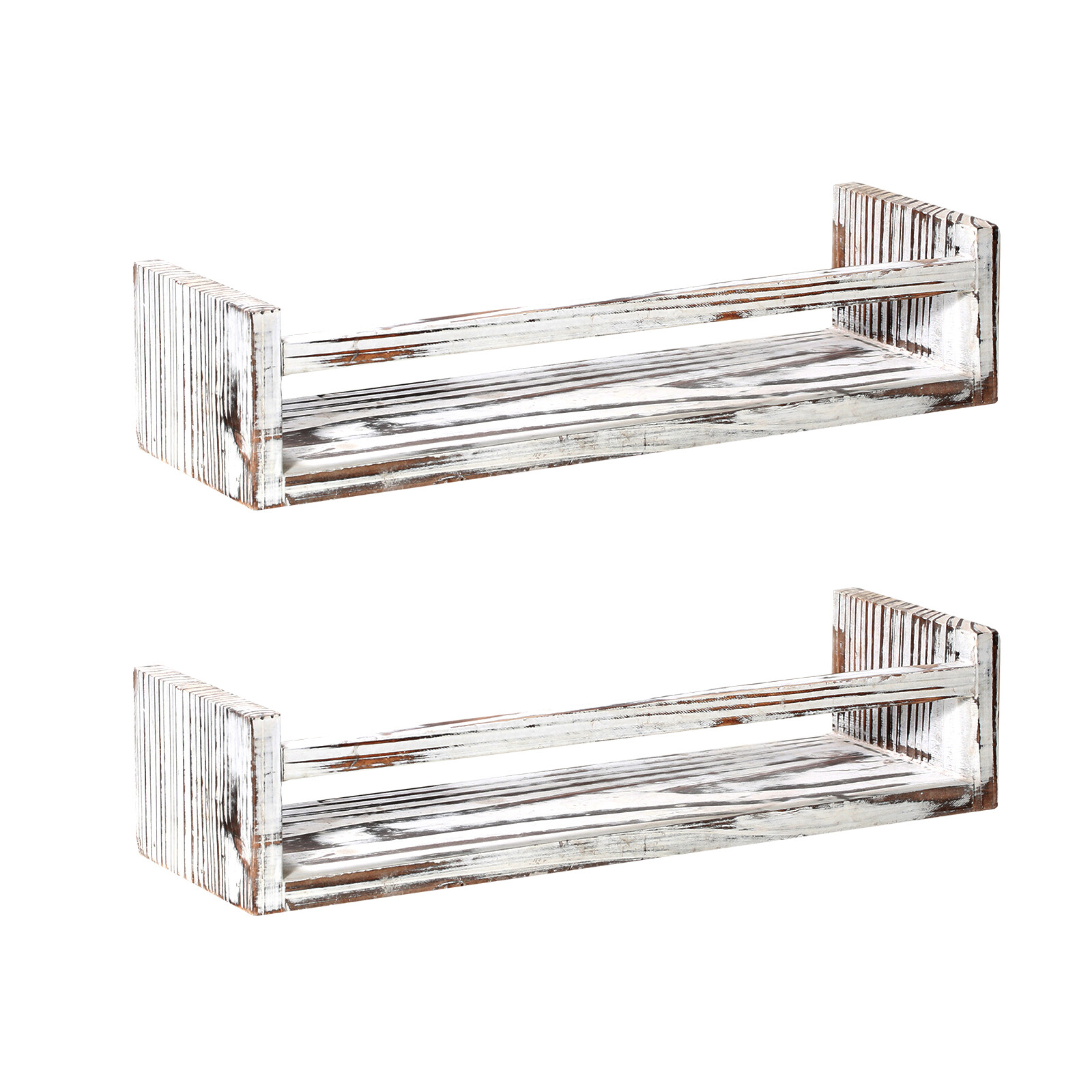 Set of 2 Rustic Floating Solid Wood Shelves Wall Mounted Farmhouse Wooden Shelf eBay