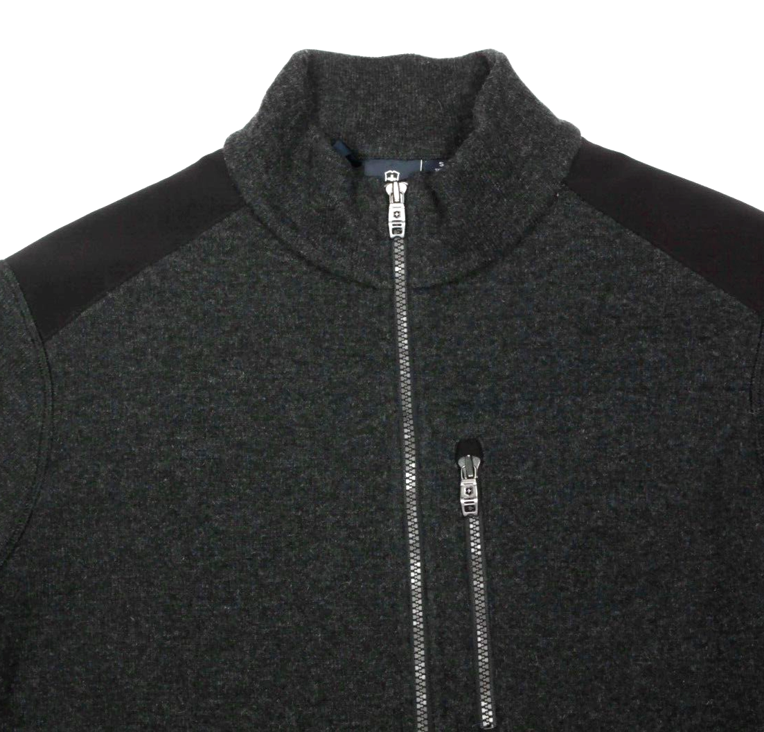 VICTORINOX Gray Black Wool Blend Full Zip Fleece Mens Jacket size Small