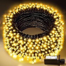 Christmas String Lights 100FT Warm White LED Outdoor Waterproof Green Wire