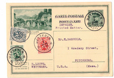 1930 Wetteren Belgium Postal Card to Fitchburg MA