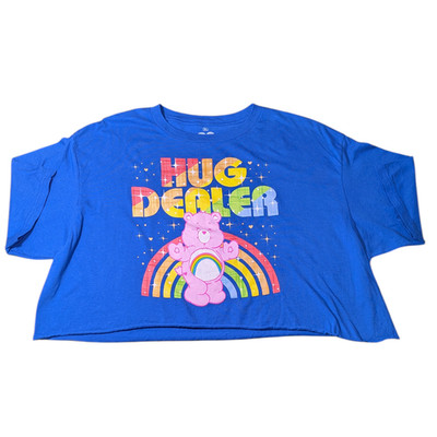 Care Bears ''Hug Dealer'' Cropped Cut T-Shirt Size 18in L 23in W Blue Summer Top