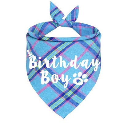 Dog Birthday Bandana Light Blue Large Boy Pet Scarf For Medium Large Dogs